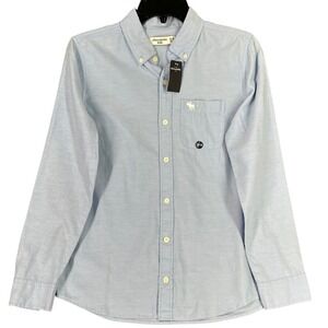 Abercrombie Kids Oxford Button Up Shirt Light Blue Long Sleeve Pocket 13/14 Kids